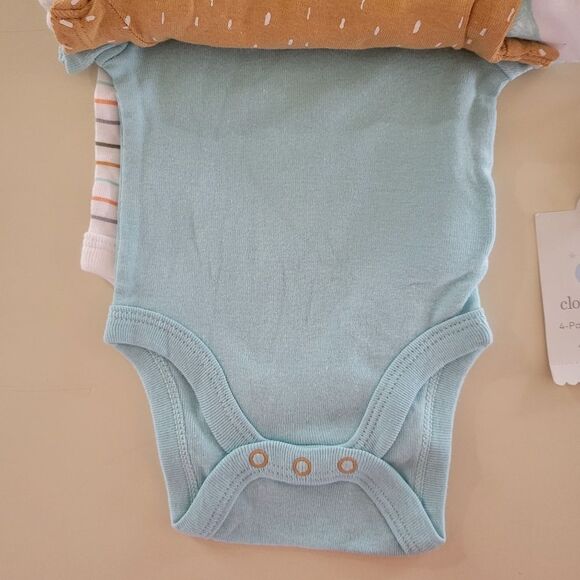 Cloud Island™ Blue Safari Short Sleeve Bodysuit 4pk Newborn - Picture 5 of 12